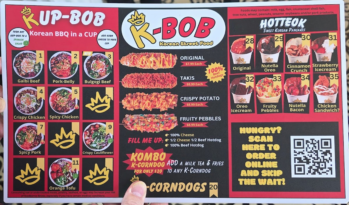 K-BOB Korean Street Food Menu - Image 3